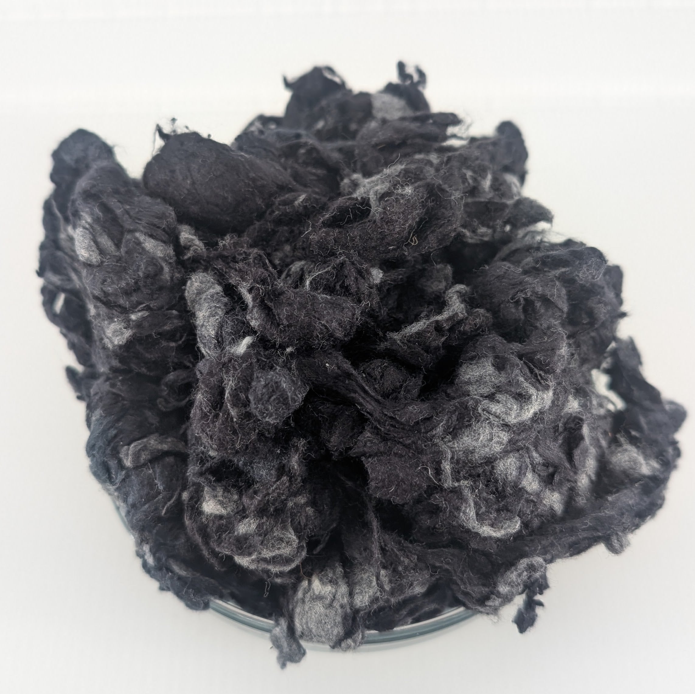 Recycled Silk Fibre - Black - Grey
