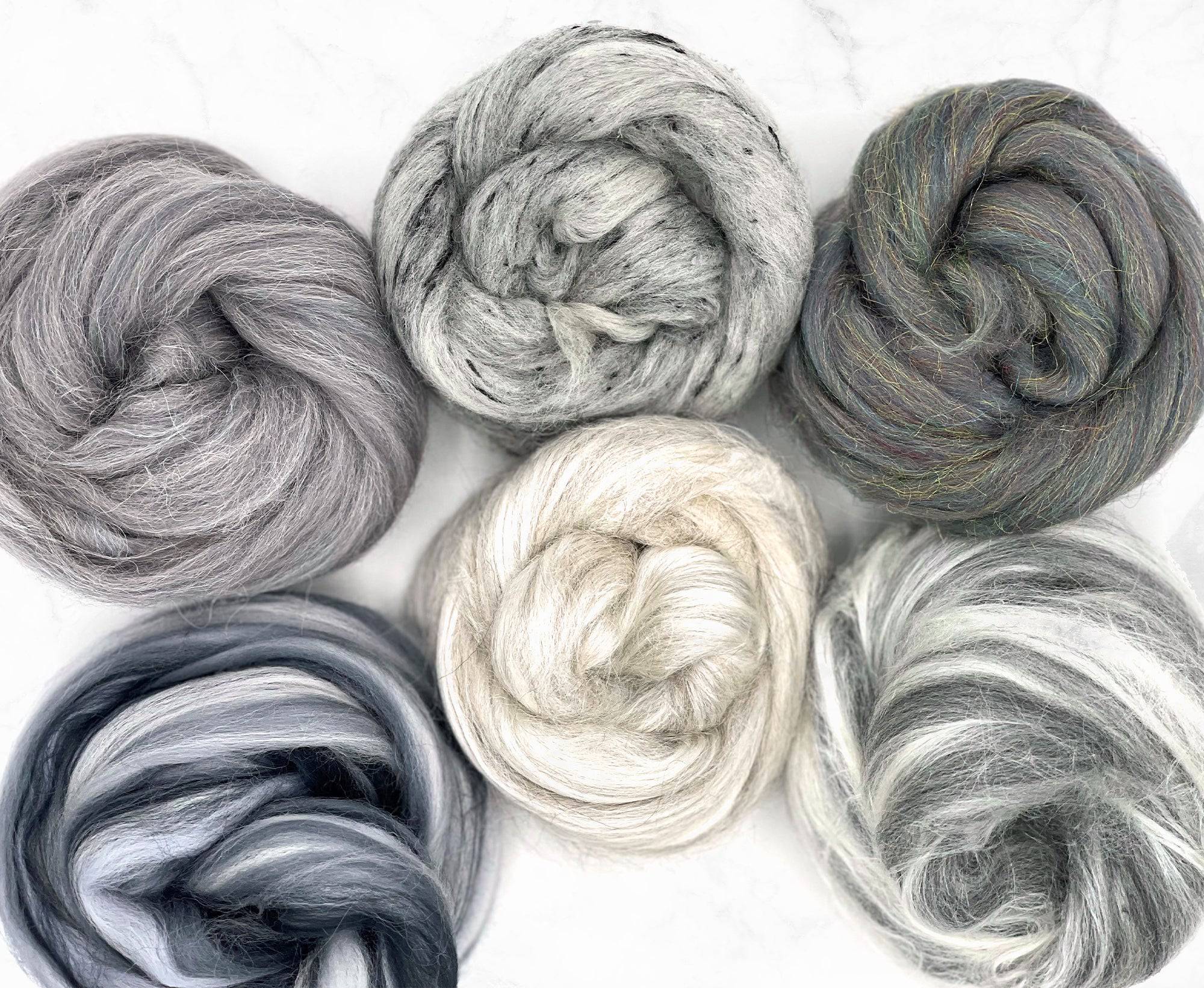 Designer Pack - Graphite Grey [Alpaca/Bamboo/Merino/Mohair/Nylon/Tussah Silk/Viscose - 19-23 Microns - Combed Top]