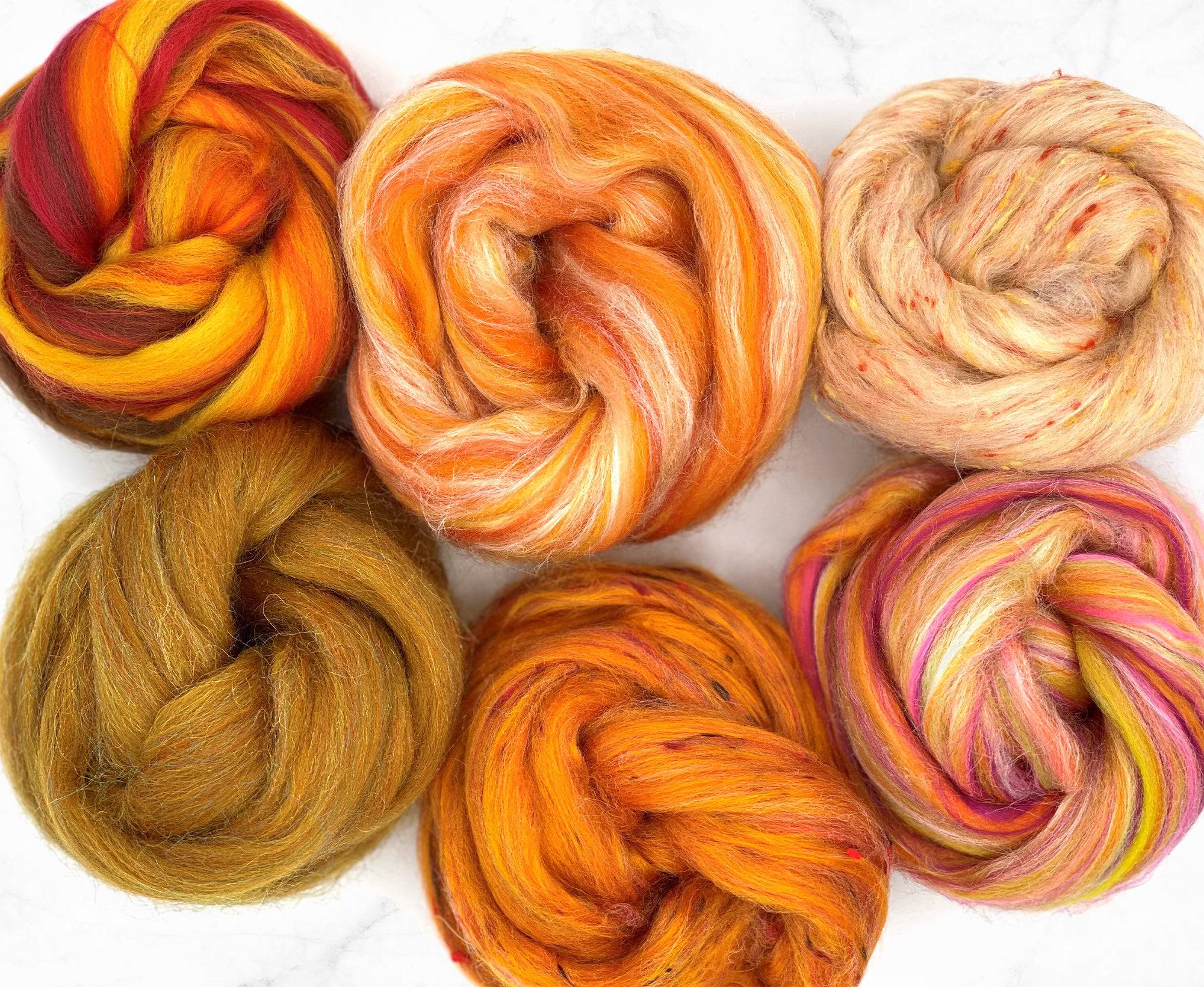 Designer Pack - Orange Glow [Bamboo/Merino/Nylon/Tussah Silk/Viscose - 19-23 Microns - Combed Top]